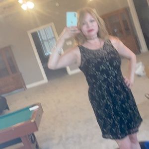 Pinky fun party dress black with pretty gold leaf